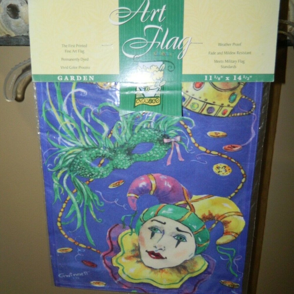 5/$25 Toland Home Garden Mardi Gras 11 1/8" x 14.5" Weather Proof Art Flag